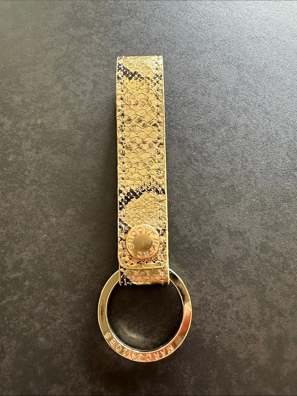 New!!! Marc Jacobs Gold Snakeskin-Effect Keyring Strap